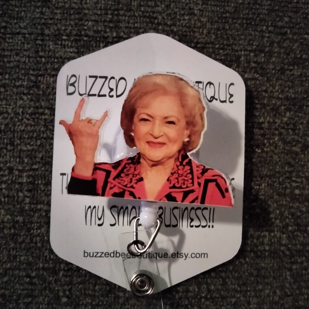 Betty White Golden girls retractable name badge reel ID holder